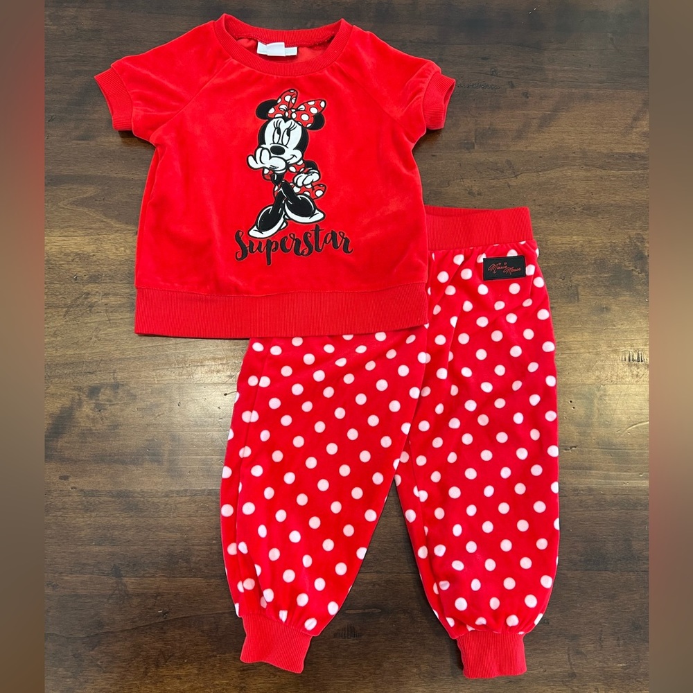 Girls Minnie Mouse velour outfit 2T